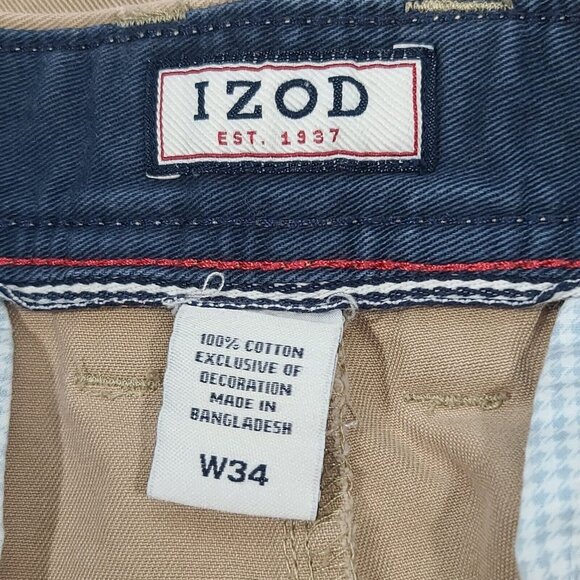 Izod 9" Kahki Shorts Men's Size 34 - Picture 4 of 8